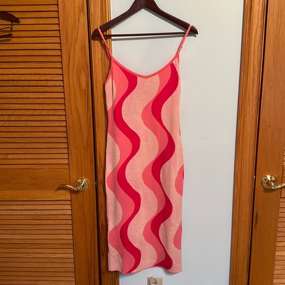 Altar’d State Wavy Pink Sweater Midi Dress - Picture 1 of 5